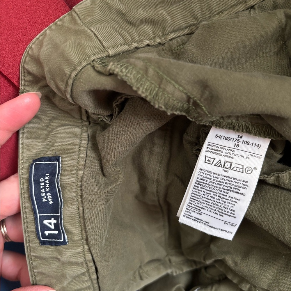 Gap Pleated Wide Leg Army Green Trousers Size 14 - Picture 6 of 6